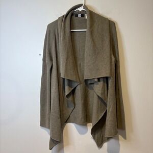 Saks Fifth Avenue Women's Wool Cashmere Open Front Cardigan Sweater Size M Taupe
